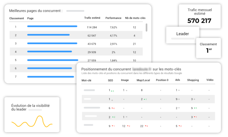 illustration de la plateforme de suivi SEO que propose Les Webineurs pour la comparaison des concurrents 2