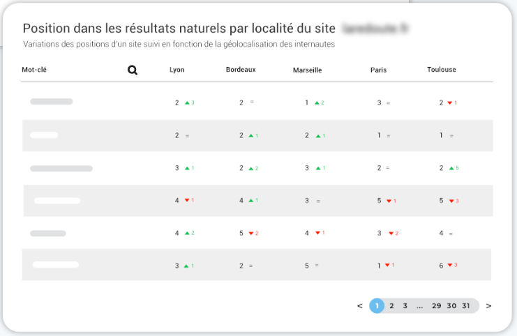 illustration de la plateforme de suivi SEO que propose Les Webineurs pour le suivi des mots clés