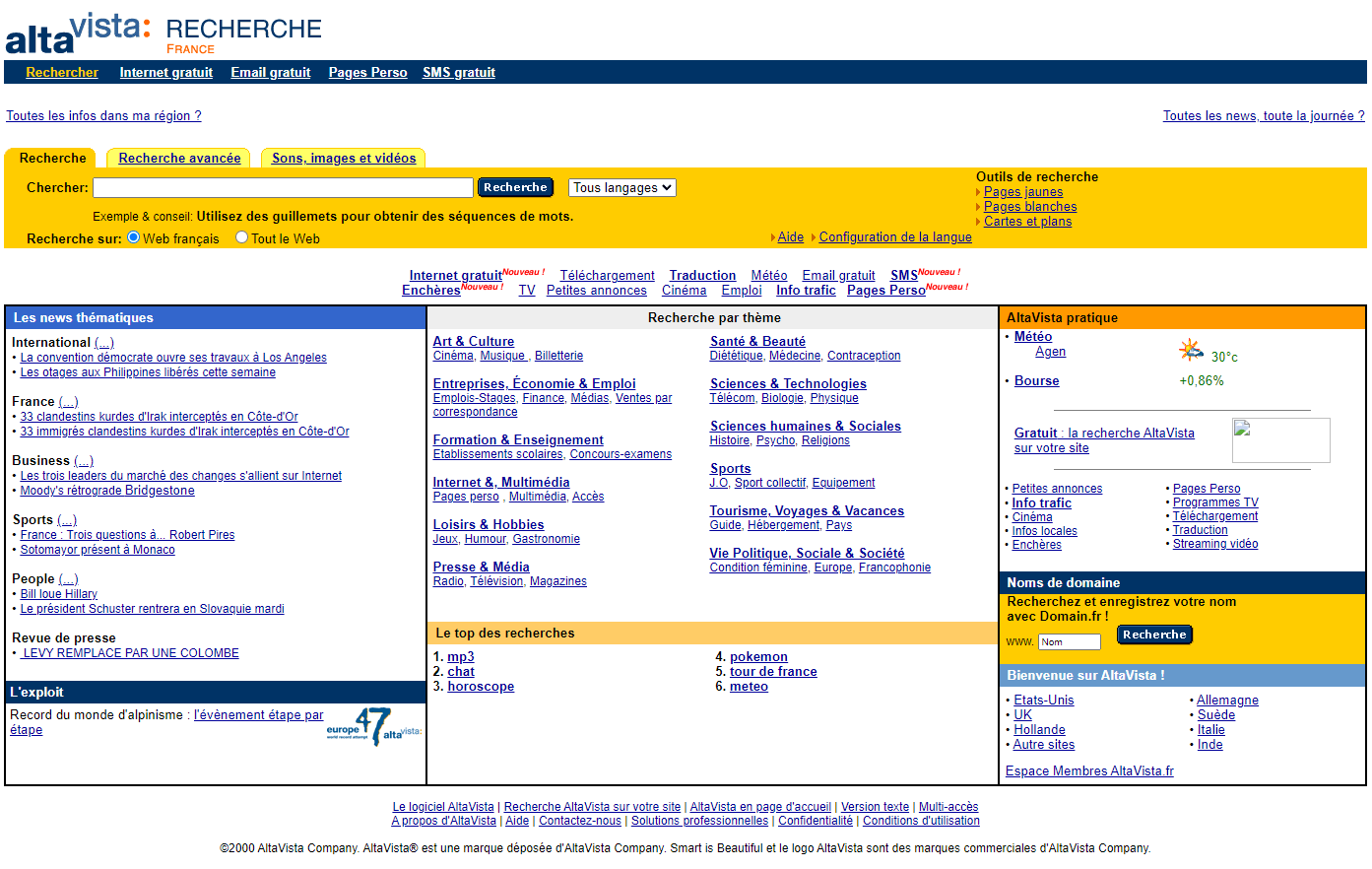 illustration de Altavista, en 2000