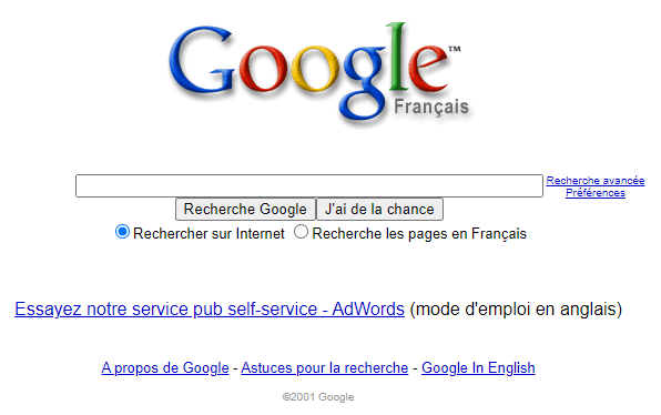 illustration de Google, en 2001